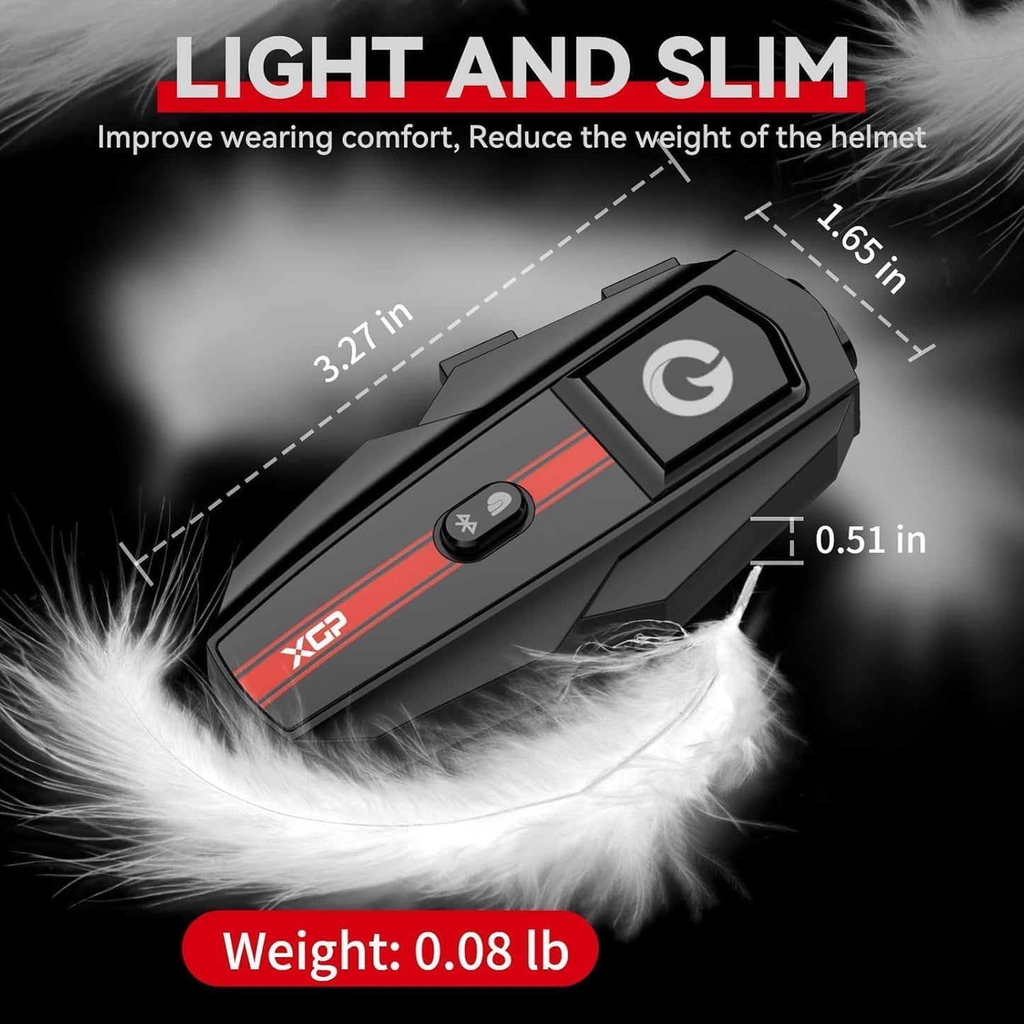 Motorcycle Bluetooth Headset V5.2 with Music Sharing, 2-Way Motorcycle Helmet Bluetooth with IP67 Waterproof, Helmet Intercom Communication Systems for Snowmobile/ATV/Ski, 1 Pack