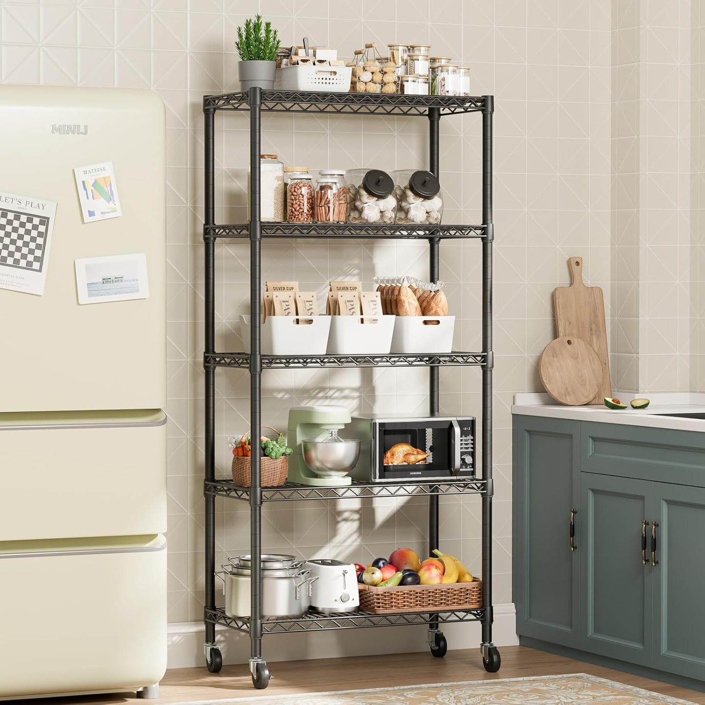 SINGAYE 5 Garage Heavy Duty Shelving Unit Kitchen Pantry Close Home Organizers and Storage Bathroom Shelf Laundry Room Organization Industrial Book Metal Wire Adjustable Shelves