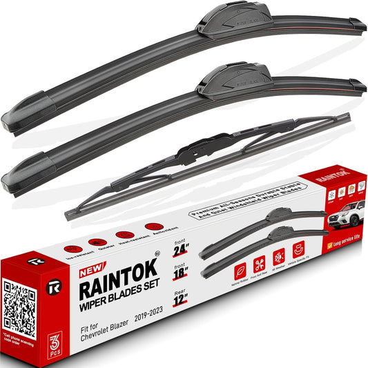 Windshield Wiper Blades Replacement for Chevy Chevrolet Blazer 2019 2020 2021 Original Factory Quality Front Rear Wipers Blade Set for Car - 24" 18" 12" (Pack of 3)