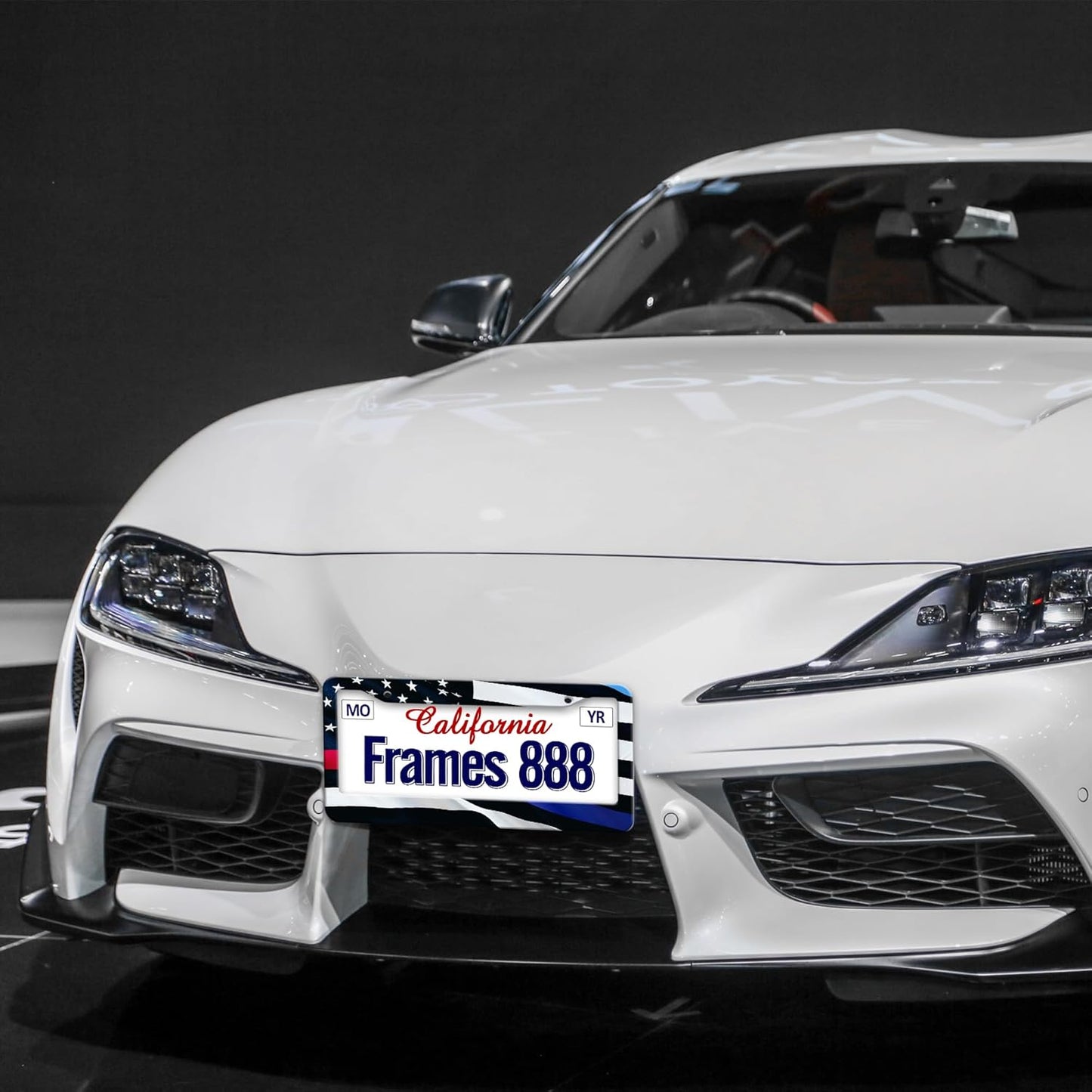 American Flag License Plate Frame American Flag License Plate Holder American Flag Eagle License Plate Frame Covers US Car Tag Frame Stainless Aluminum 2 Pack 2 Holes Decorative 2 Pcs Set for Men