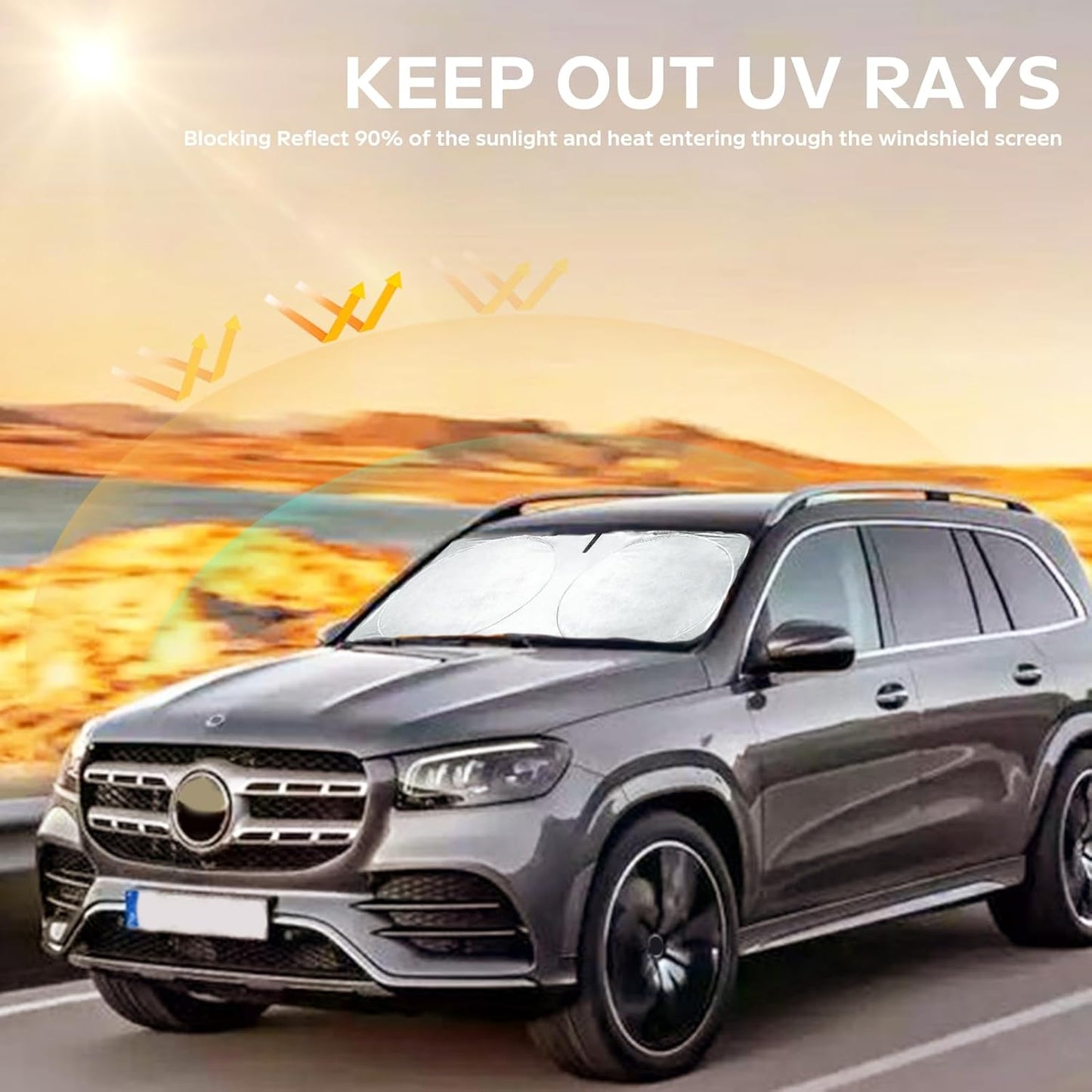 INSAUTO for GLC Windshield Sunshade Foldable Sun Shade Custom-fit for Mercedes Benz 2016-2022 GLC SUV GLC300 Windshield Cover Car Front Window Sun Visor Shield Keeps Your Vehicle Cool Accessories