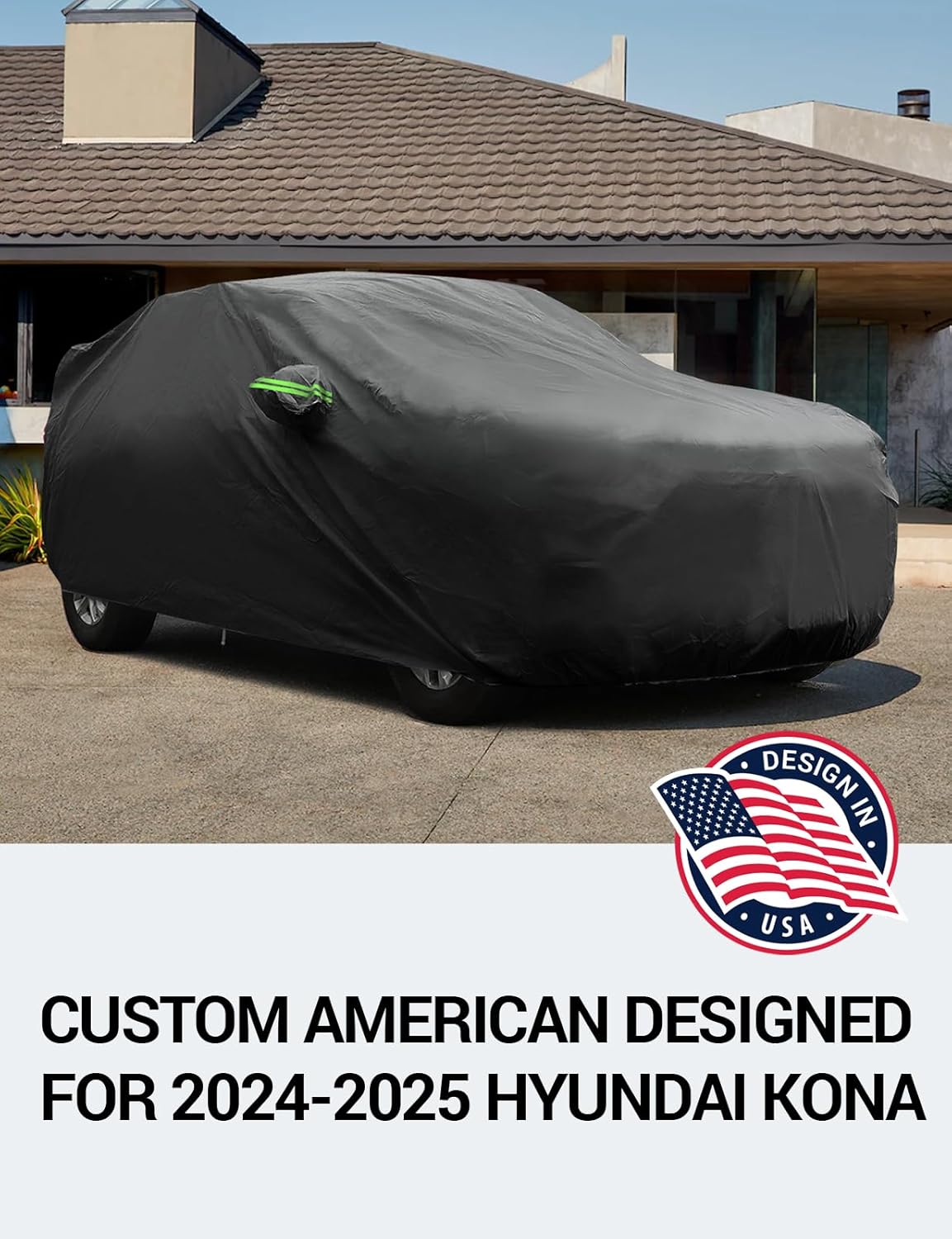 Proadsy 2025 Upgrade Car Cover Custom Fit for Hyundai Kona 2024 2025, Waterproof All Weather for Automobiles, Full Exterior Cover Rain Snow Sun Protector Indoor Outdoor Car Cover