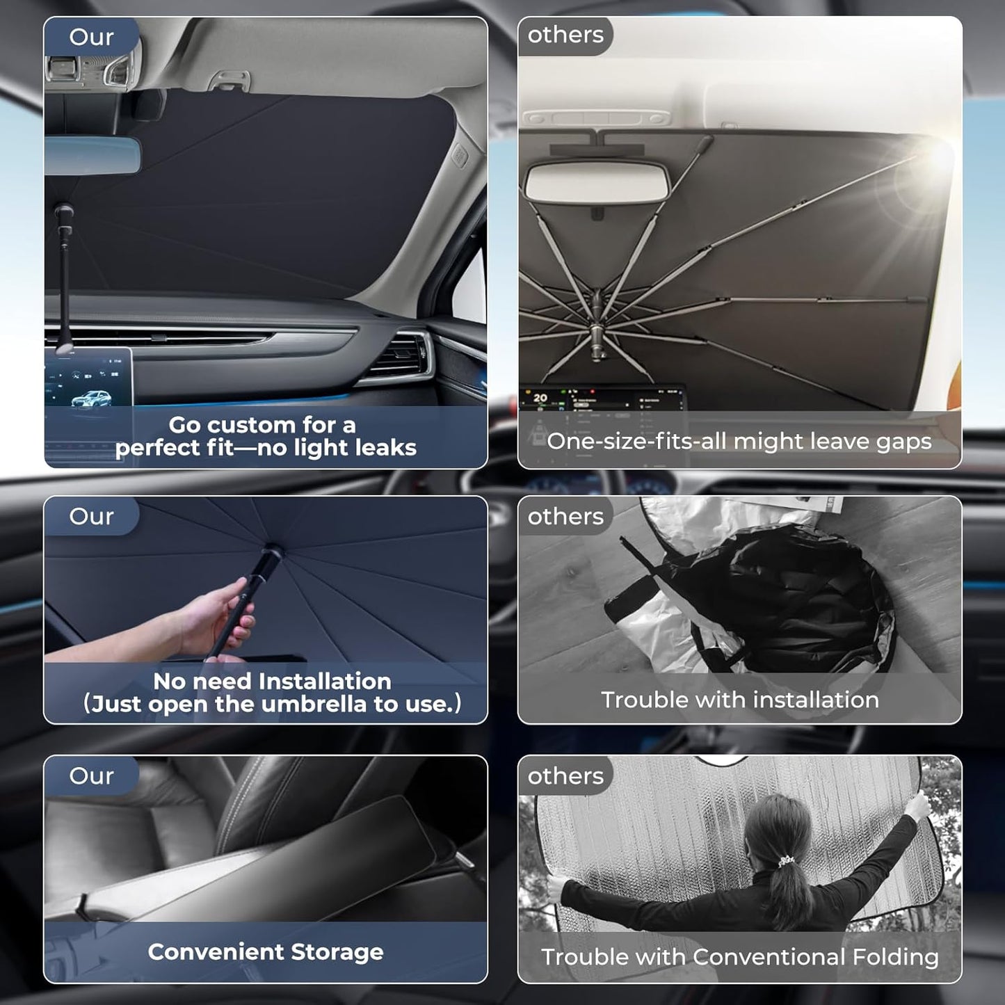 Windshield Sun Shade Umbrella for 2019-2025 Cadillac XT4 Accessories: Custom Fit 210T Silver, Foldable Sunshade Front Window Sun Visor, Blocks UV Rays, Keeps Car Cool for Luxury, Premium Luxury, Sport