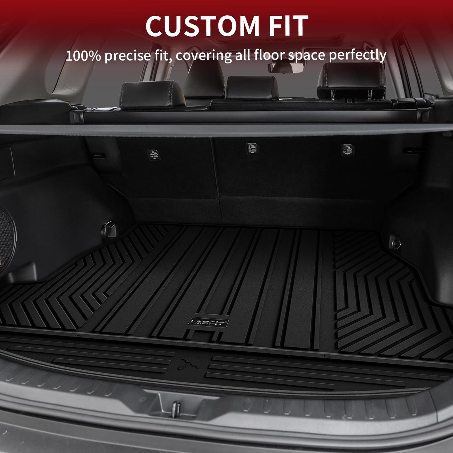 LASFIT Trunk Mats Fit for 2019-2025 Toyota RAV4 Hybrid and Gasoline (Not for Prime), All Weather Custom Fit TPE Cargo Liner, Black