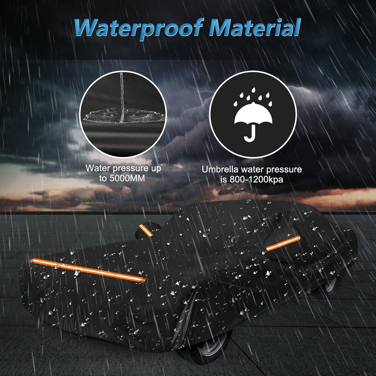 Car Cover for Mercury Cougar 1967-1973,1980-1997, Waterproof 210D Oxford Cloth and Cotton Cover Outdoor Car Cover with Zipper Windproof Heavy Duty All Weather