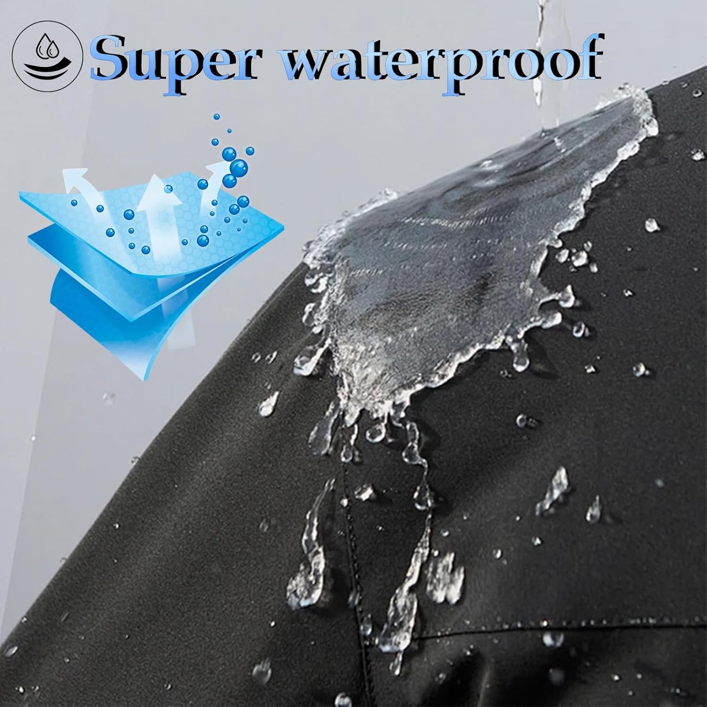 Motorcycle Cover, 210D Oxford Cloth, with Reflective Stripes, Waterproof Outdoor Protection, All-Weather Universal car Cover, with Lock Holes and Storage Bag. (Black Silver, 104")