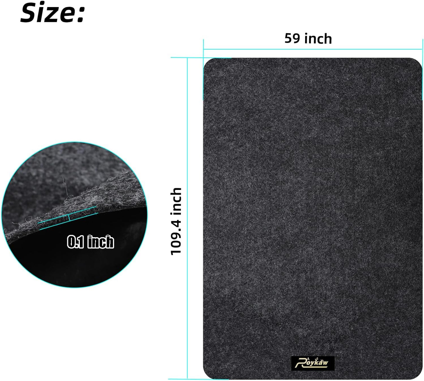 Roykaw Golf Cart Parking Mat Garage Floor Mat Compatible with EZGO, Club Car, Yamaha, ATV, UTV and Small Utility Vehicles, Slide-Resistant, Petroleum Pollution Protection - 9.18 ft. x 4.92 ft.