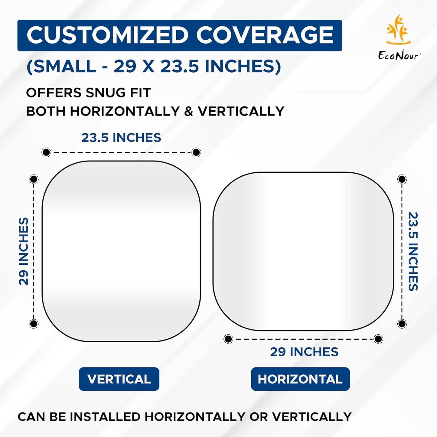 EcoNour 2 Piece Sunshade for Car Windshield | Durable 240T Polyester Car Windshield Shade Blocks UV Rays | Sun Protection for Front Window | Small (29 in*24 in)