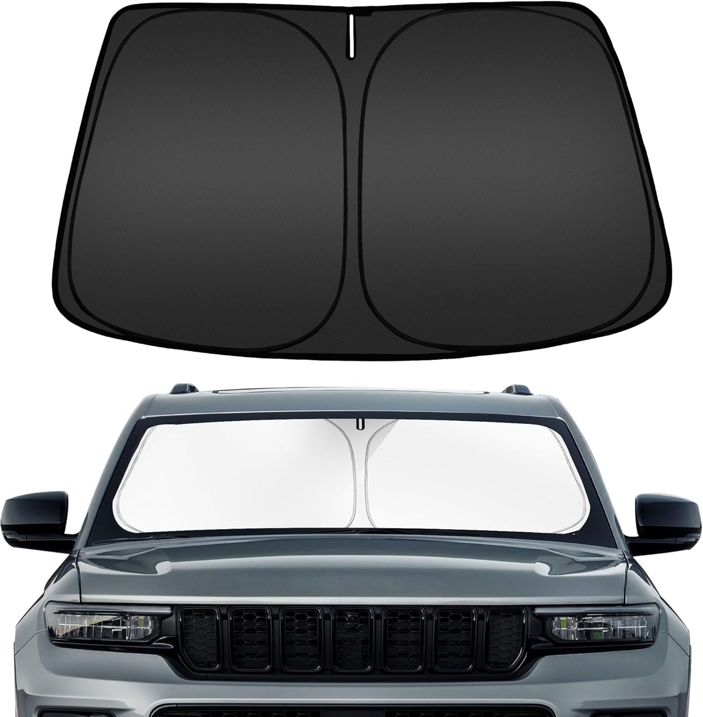 ARISMOTOR Windshield Sun Shade for Jeep Grand Cherokee 2011-2025, Custom Fit Foldable Front Window Sunshade Sun Visor Protector, Block UV Rays Keep Your Car Cooler