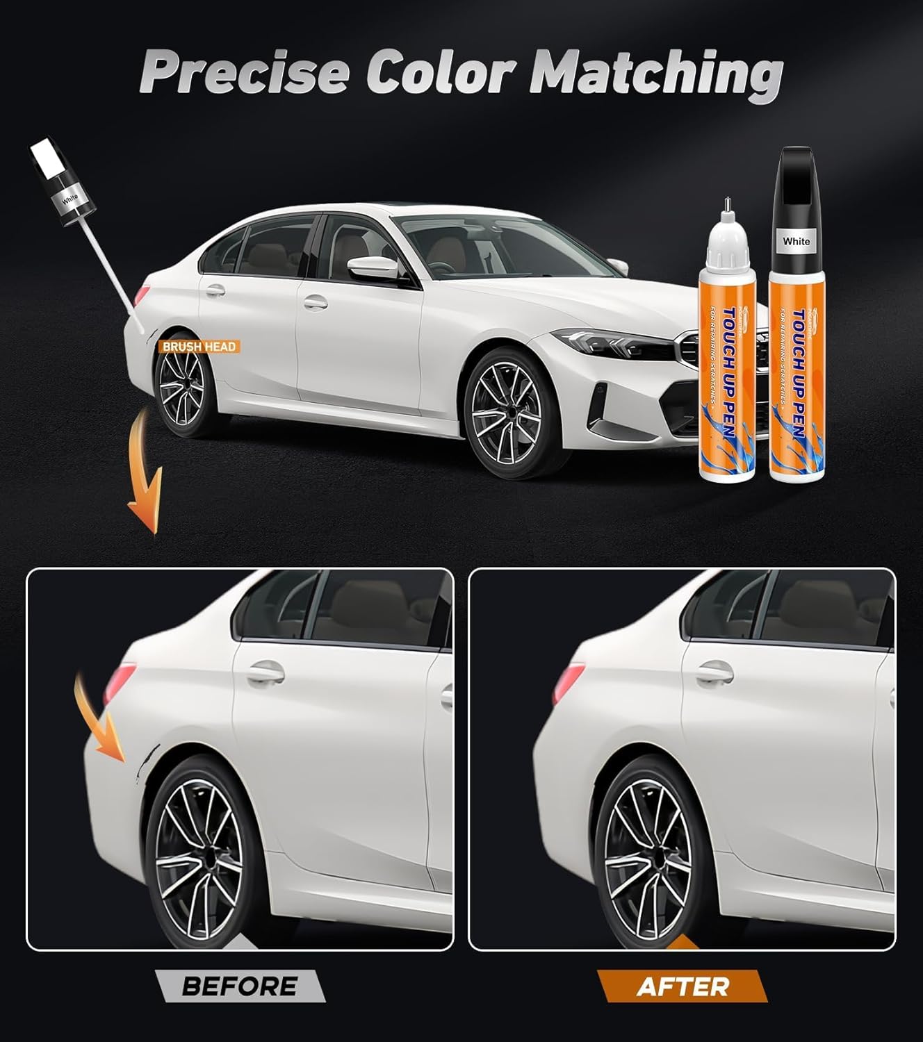 White Touch Up Paint for Car, Car Paint Scratch Repair, White Car Paint Touch Up, Auto Paint Repair Pen, Color Accurate Scratch Remover