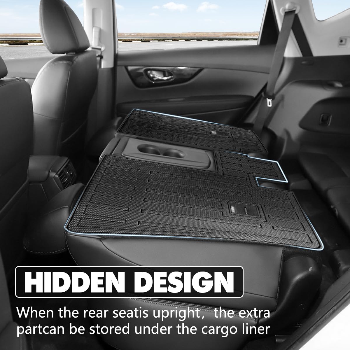 Fit for 2020-2014 Nissan Rogue Floor Mat Backrest Mat Cargo Liner, All-Weather Rear Floor Trunk Liner Cargo Liner Protector Fit for Nissan Rogue Accessories 2020 2019 2018 2017-2014(Full Set)