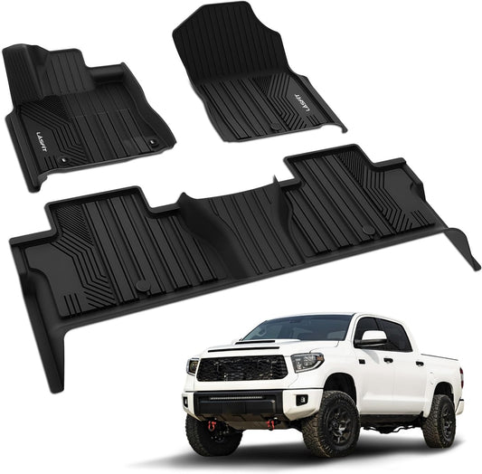 LASFIT Floor Mats for Toyota Tundra 2014-2021 CrewMax Cab, All Weather Custom Fit Floor Liner for Tundra SR5/TRD/Limited TPE Mats Front&Rear 2 Row Car Mats, Black