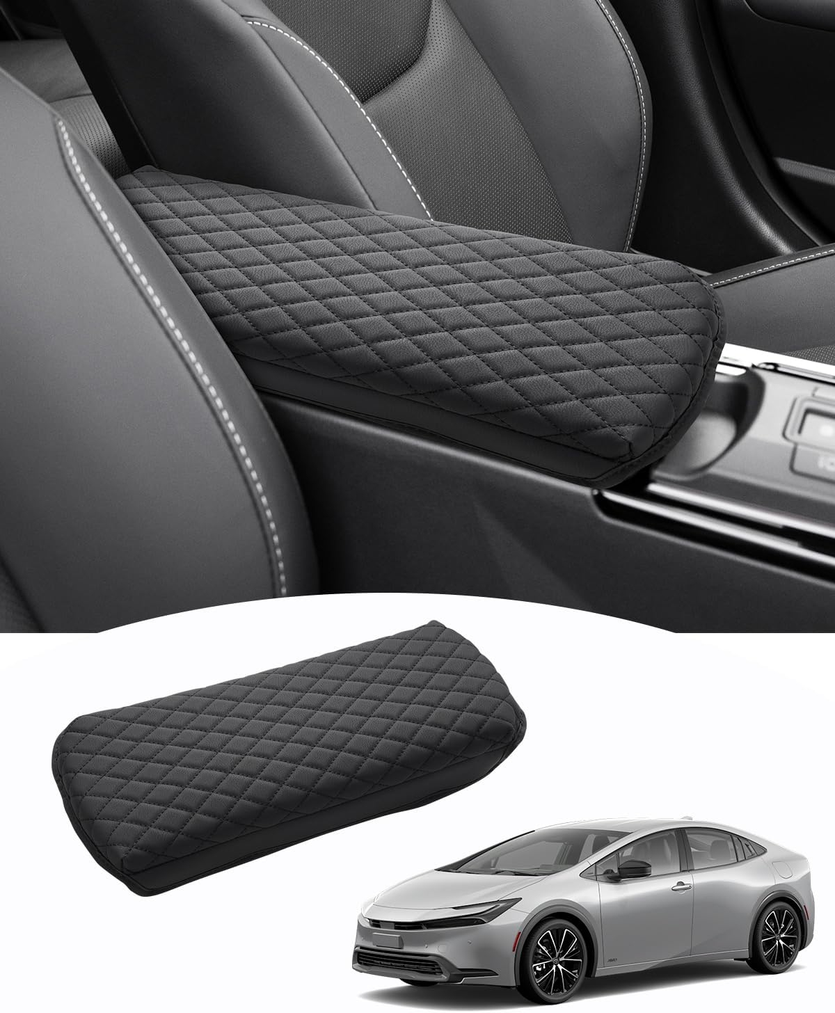 Shademax Custom for 2023 2024 2025 2026 Toyota Prius Center Console Cover Armrest Cover Cushion Pad Cover 2025 Prius XW60 5th Accessories Middle Console Arm Rest Protector PU Leather Anti-Scratch