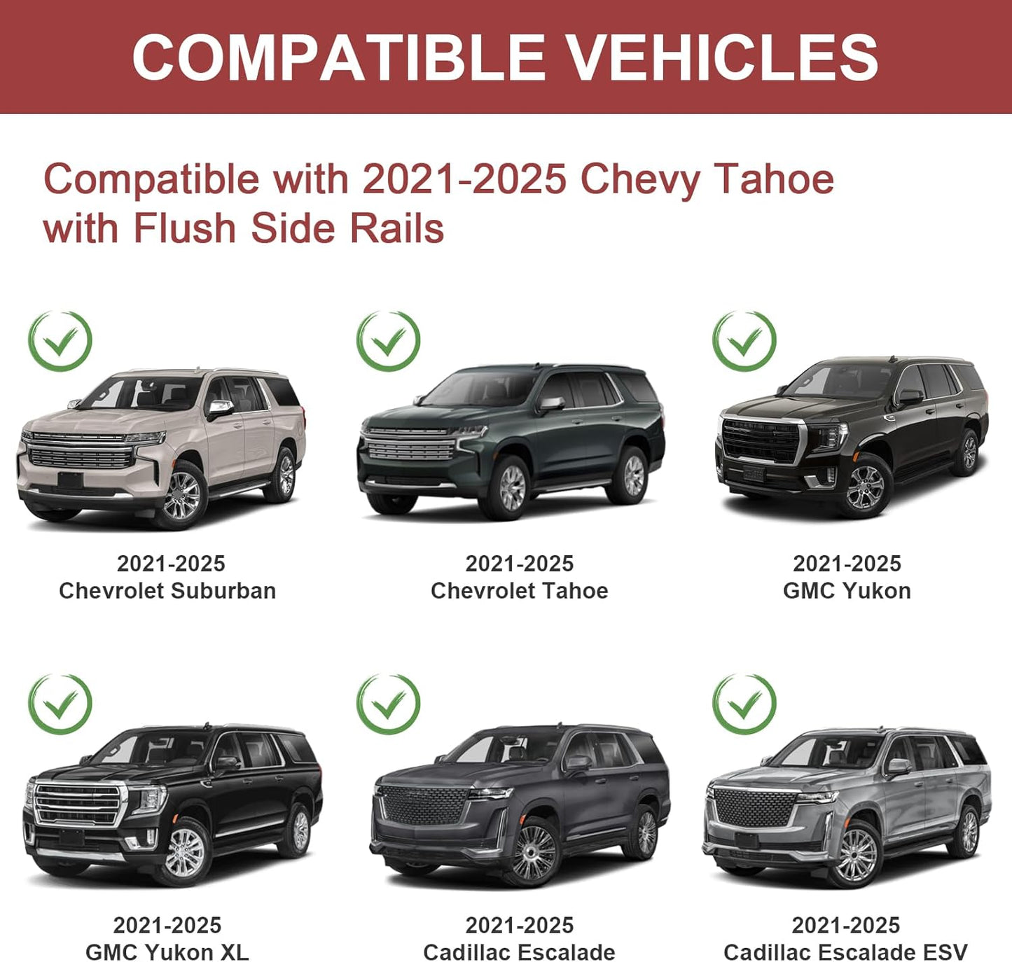 KINGGERI Lockable 330lbs Roof Rack Cross Bars Compatible with 2021 2022 2023 2024 2025 Chevy Tahoe & Chevrolet Suburban & GMC Yukon XL & Cadillac Escalade ESV, Heavy Duty Rooftop Aluminum Crossbar