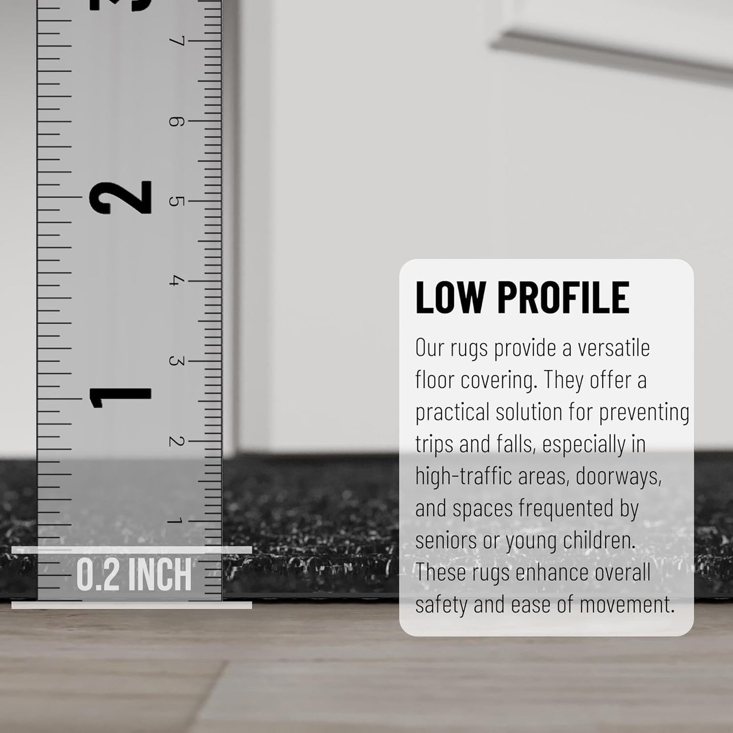 Ottomanson 2' x 7' Hallway Runner with Scraper Pile Extra Durable Non-Slip Rug Mat for Indoor & Outdoor Use - Ideal for Kitchen, Entryway, Patio & Garage - High-Traffic Carpet, Black