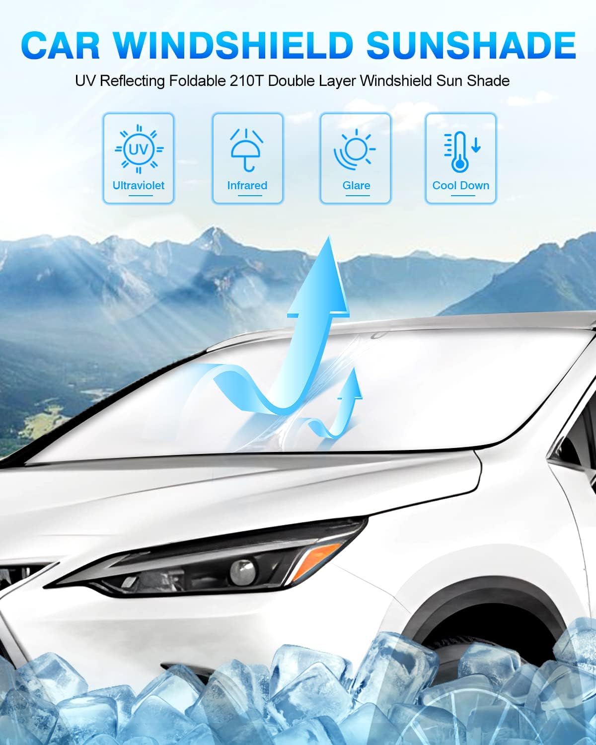 KUST Windshield Sun Shade for 2022-2025 2026 Lexus NX NX250 NX350 NX350h NX450h+ Sunshade Window Sun Visor Protector Foldable Blocks UV Rays Keep Your Car Cooler