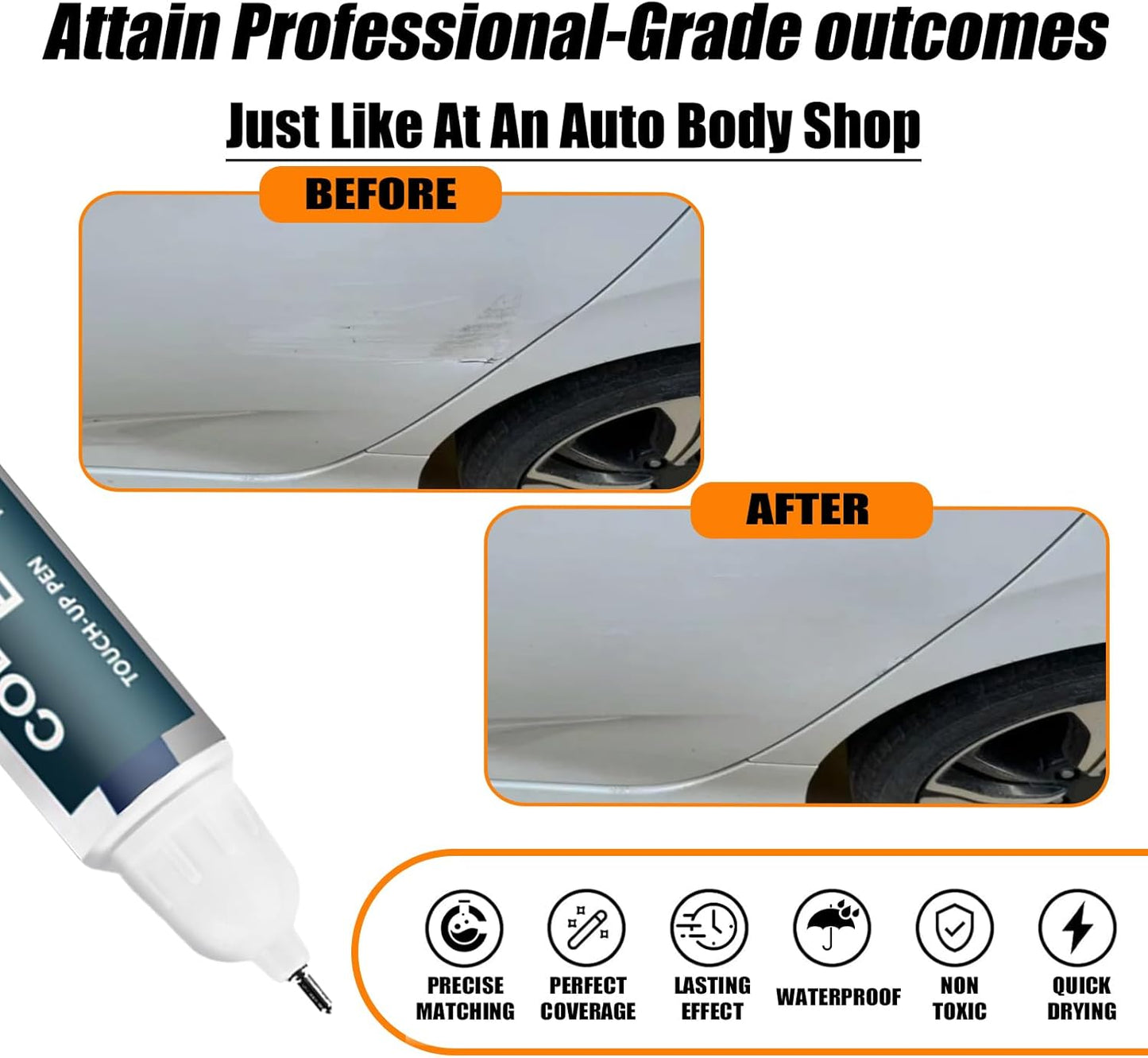 Platinum White Pearl(NH-883P) Touch Up Paint Compatible with Honda, Car Paint Pen Scratch Repair Two-In-One Touch Up Paint, Premium Car Scratch Remover for Deep Scratches