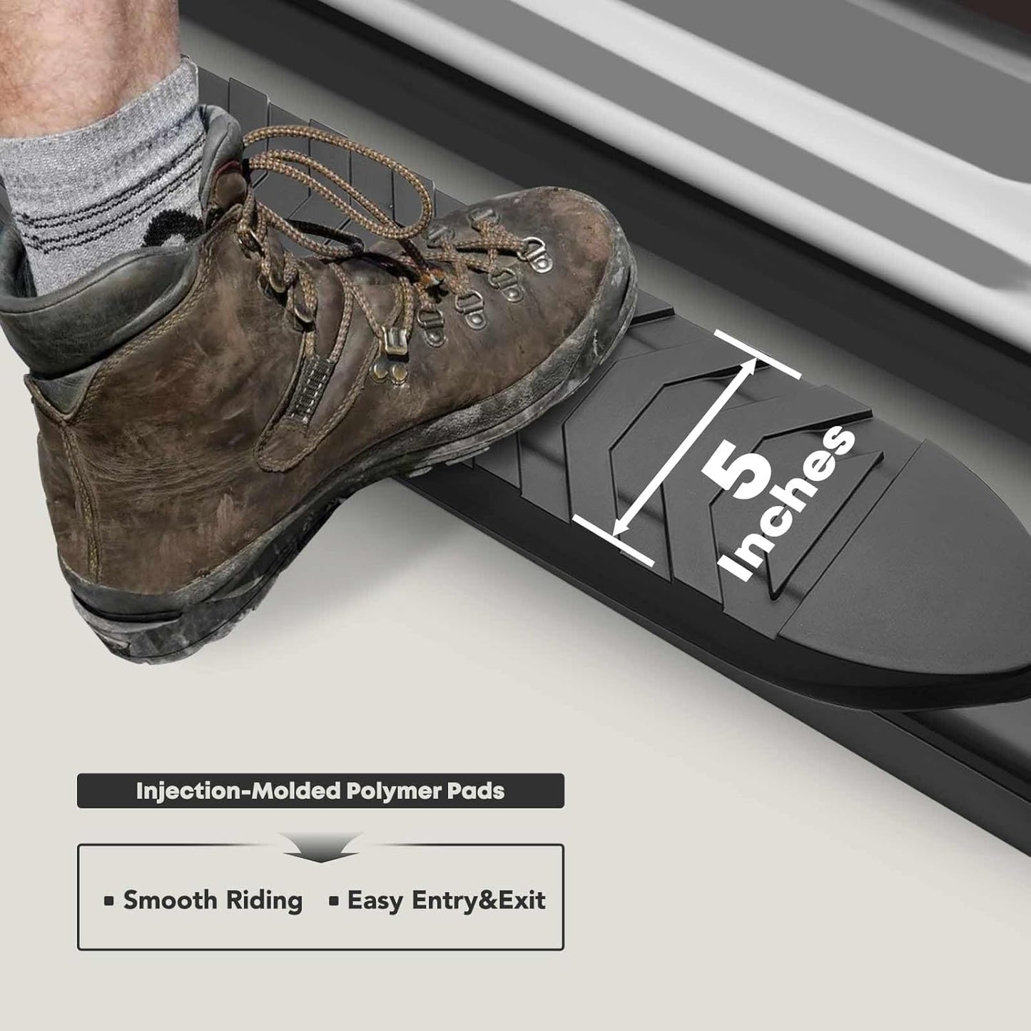 YHTAUTO 5" Running Boards Side Steps Fit Chevy Silverado & GMC Sierra 1500/2500 HD/3500 HD 2019-2024, Extended Cab, Oval Bent Ends Carbon Steel Black Powder, Wheel to Wheel Truck Cab Side Step Rails