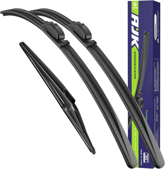 AJK Wiper Blades for Hyundai Kona 2024 2025, 3 Piece All Weather OEM Quality Automotive Replacement Windshield Wiper Blades for My Car
