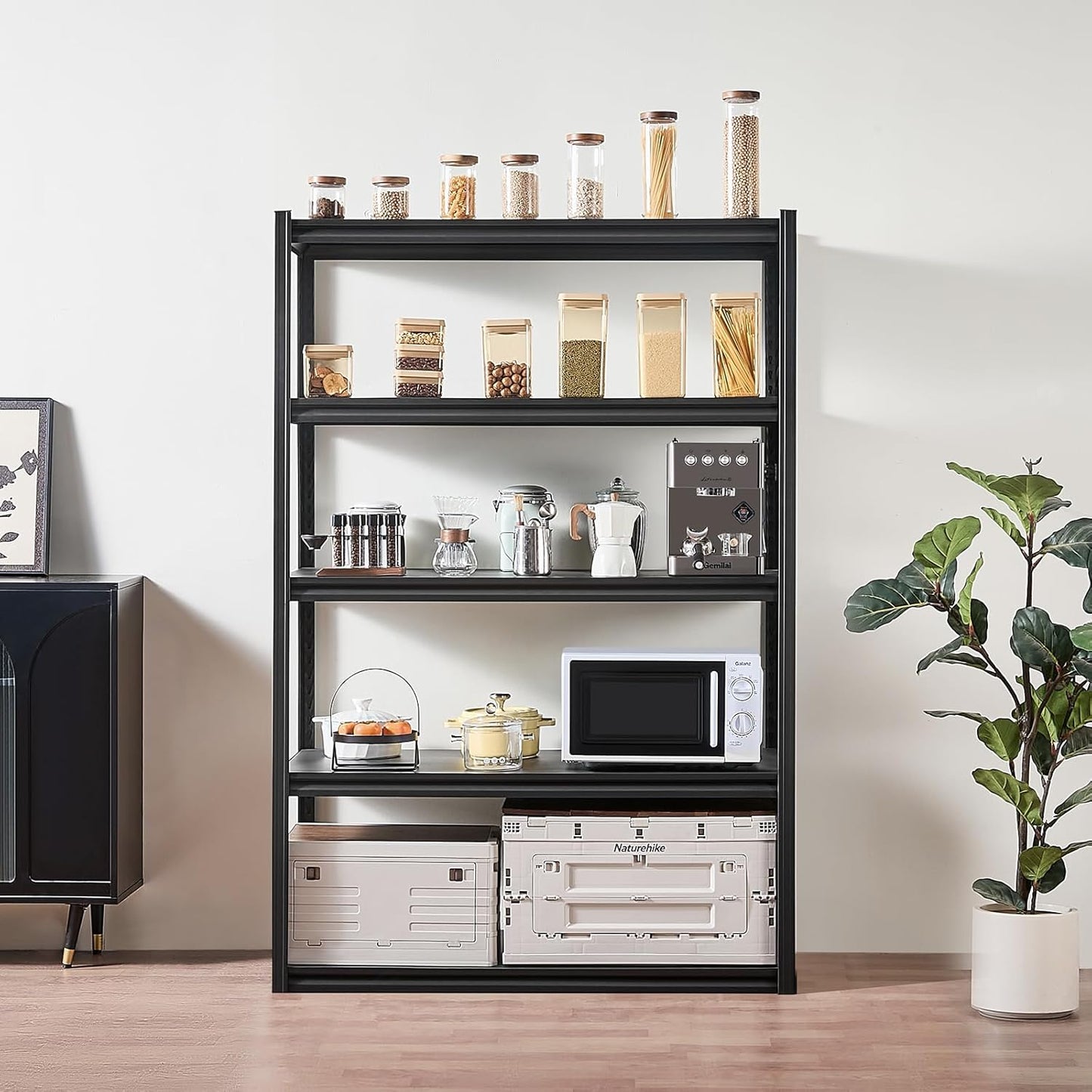 VEVOR Storage Shelves, 3000 lbs, 5 Tier Garage Storage Shelving, 24" D x 48" W x 72" H Adjustable Metal Shelves for Garage Shelves Utility Rack Shelf, Ideal for Kitchen, Warehouse, Basement, Black