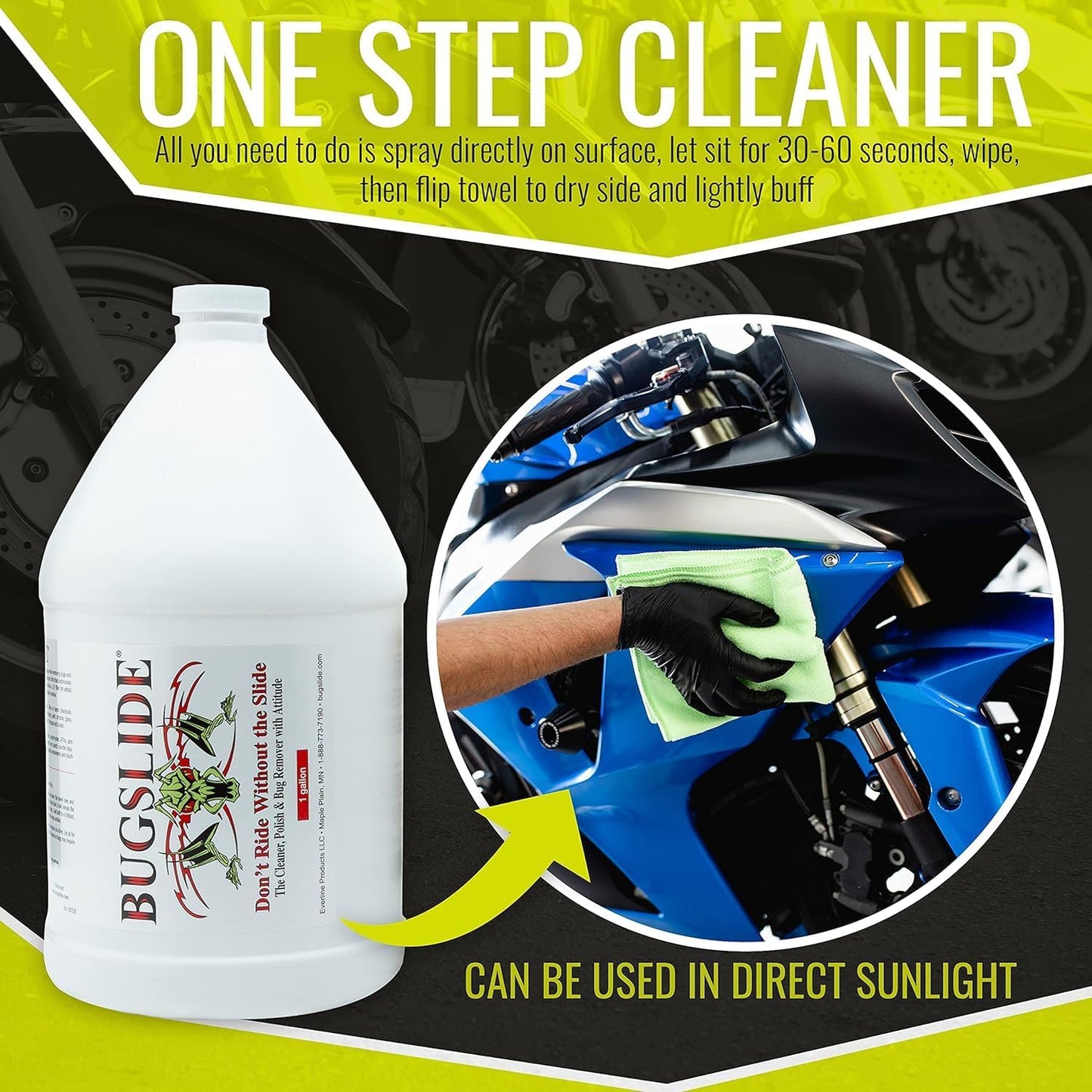 BugSlide Bug Remover Spray – All Purpose Car Cleaner & Detailer, For Vehicle Interior & Exterior Use, Shines, Degreases, Polishes, Wipes Away Bugs on Plastic, Metal,Glass, Windows, Mirrors, 16 oz