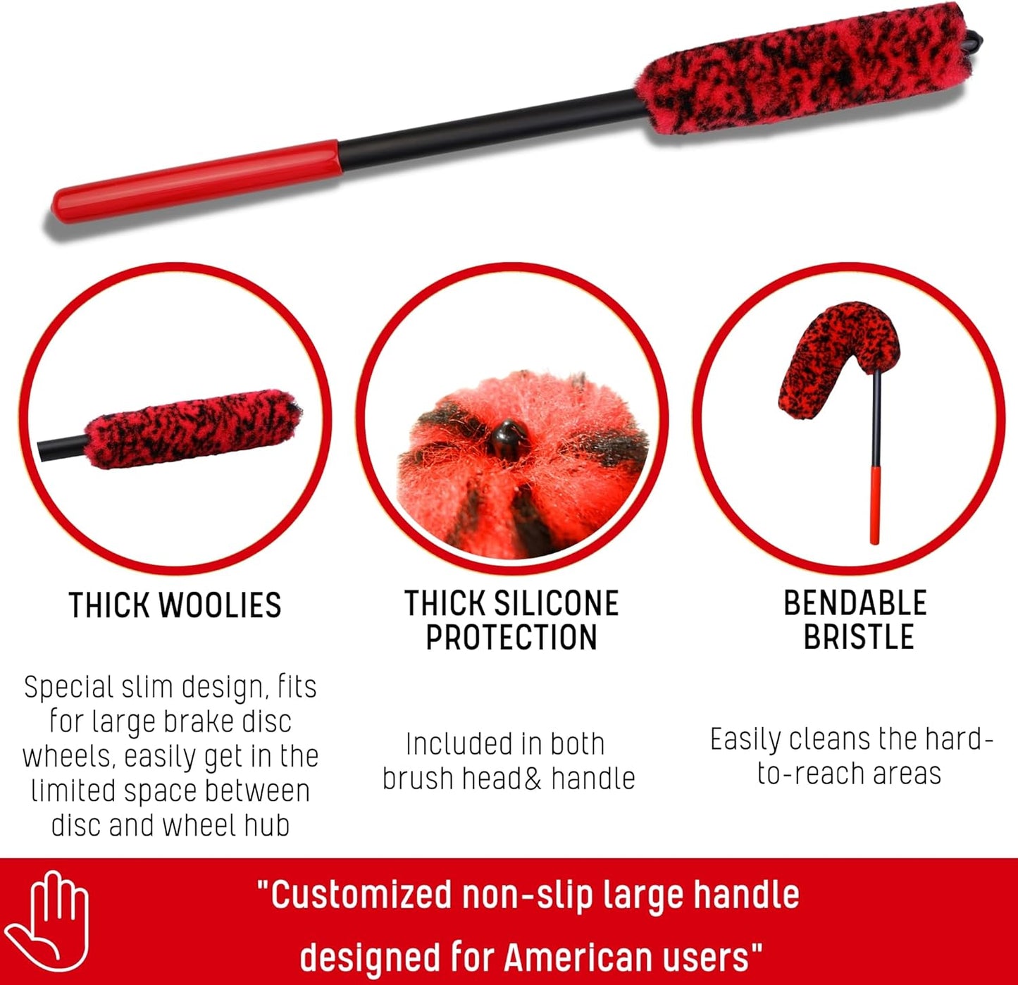 Angled Wheel Brush Kit 3 Pack- Angled Microfiber Wheel Brush, Wheel Barrel Brush, Detailing Brush Scratch Free Calipers Woolies Spoke Brush Cleans Brake Dust from Barrels& Hard to Reach Areas