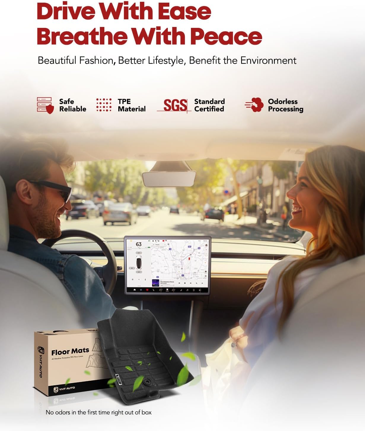 YHTAUTO Floor Mats Fit 2007-2017 Jeep Compass Patriot, 2007-2012 Dodge Caliber, TPE All Weather Car Mats Waterproof Anti-Slip Odorless Floor Liner, Interior Car Accessories Front & 2nd Row Liner