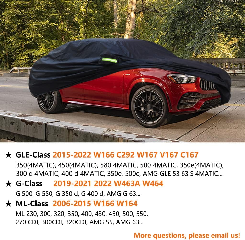 Car Cover Compatible with Mercedes-Benz GLE 2015-2025, ML 2006-2015, AMG GLE Coupe SUV, Waterproof All Weather Covers with Cotton Lining for GLE 350 400 450 500 550, Outdoor Rain Sun Snow Cover