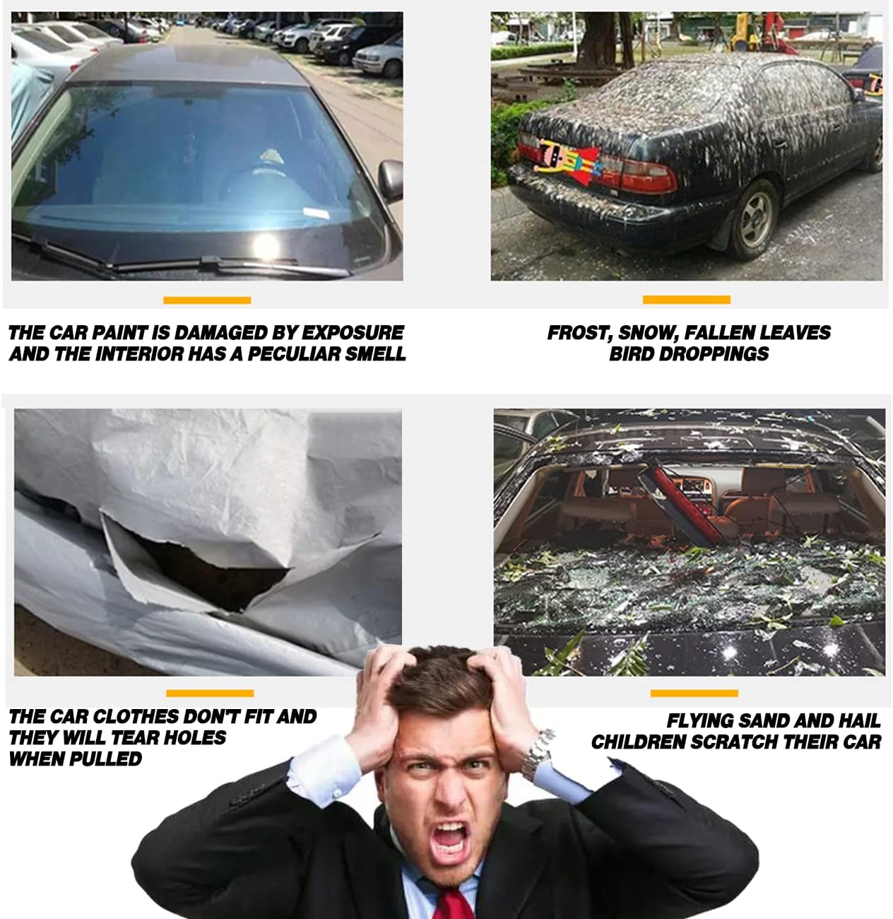 TUCAREST 6 Layers Full Car Cover for Sedan/Wagon/Coupe/Hatchback - Waterproof, Insulated, Anti-UV, Snow-Proof, Anti-Wind, All-Weather, Thickened Protection, up to 191 in