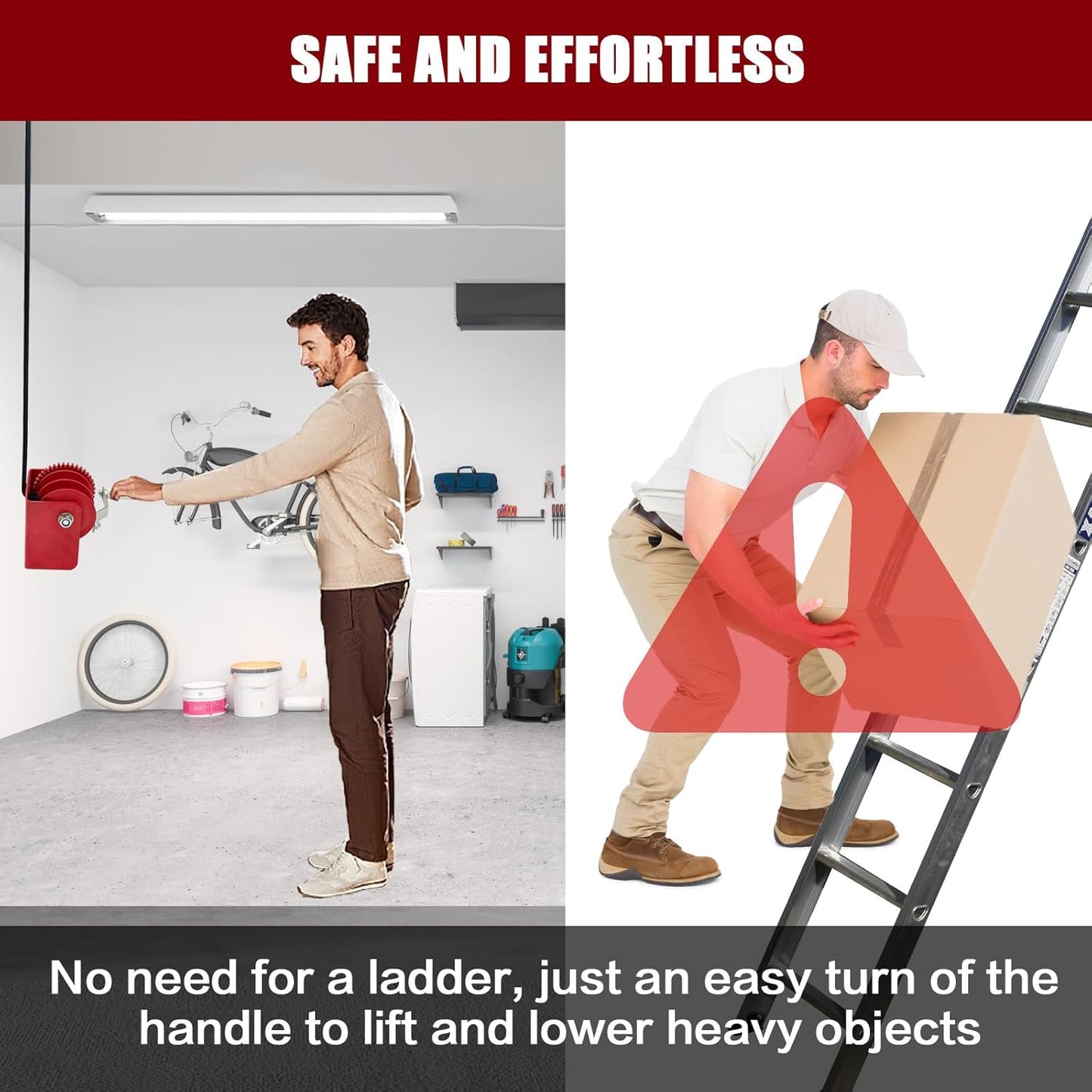 Overhead Garage Storage Rack - Heavy-duty Lifting Garage Ceiling Storage Rack,Adjustable Organization System, 300lbs Weight, Easy Installation & Operation