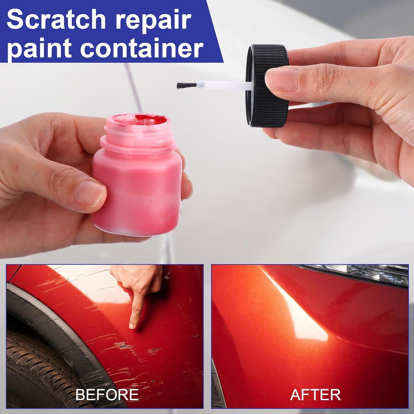 Maxcheck 120 Pcs Empty Touch Up Paint Bottles Container 1oz 30ml Reusable Small Paint Bottles with Brush Applicator and Mixing Ball for Fix Chips Scratches Auto Car