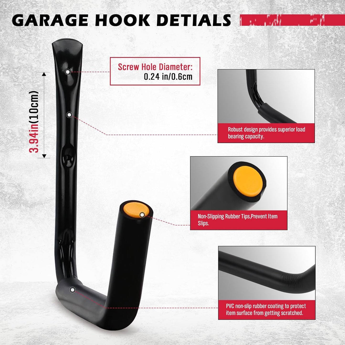 SEDY 4-Piece 15" 100 Lbs Heavy Duty Garage Storage Hooks, Kayak Storage Rack Garage Hooks Jumbo Arm Kayak Wall Mount for Hanging Surfboard Snowboard Paddle Board Ladders Bikes