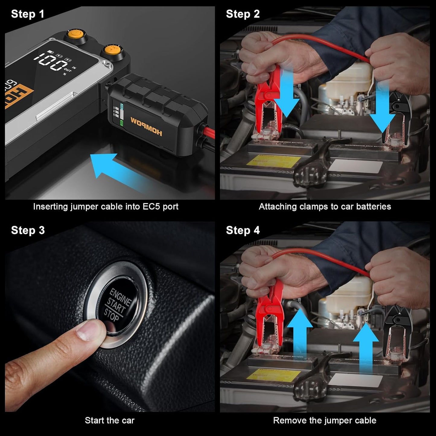 Jump Starter, 6000A Peak Portable 12V Car Battery Charger for All Gas and Up to 12L Diesel Engine, 28000mAh Jump Box with LED Light, USB, and LCD Screen