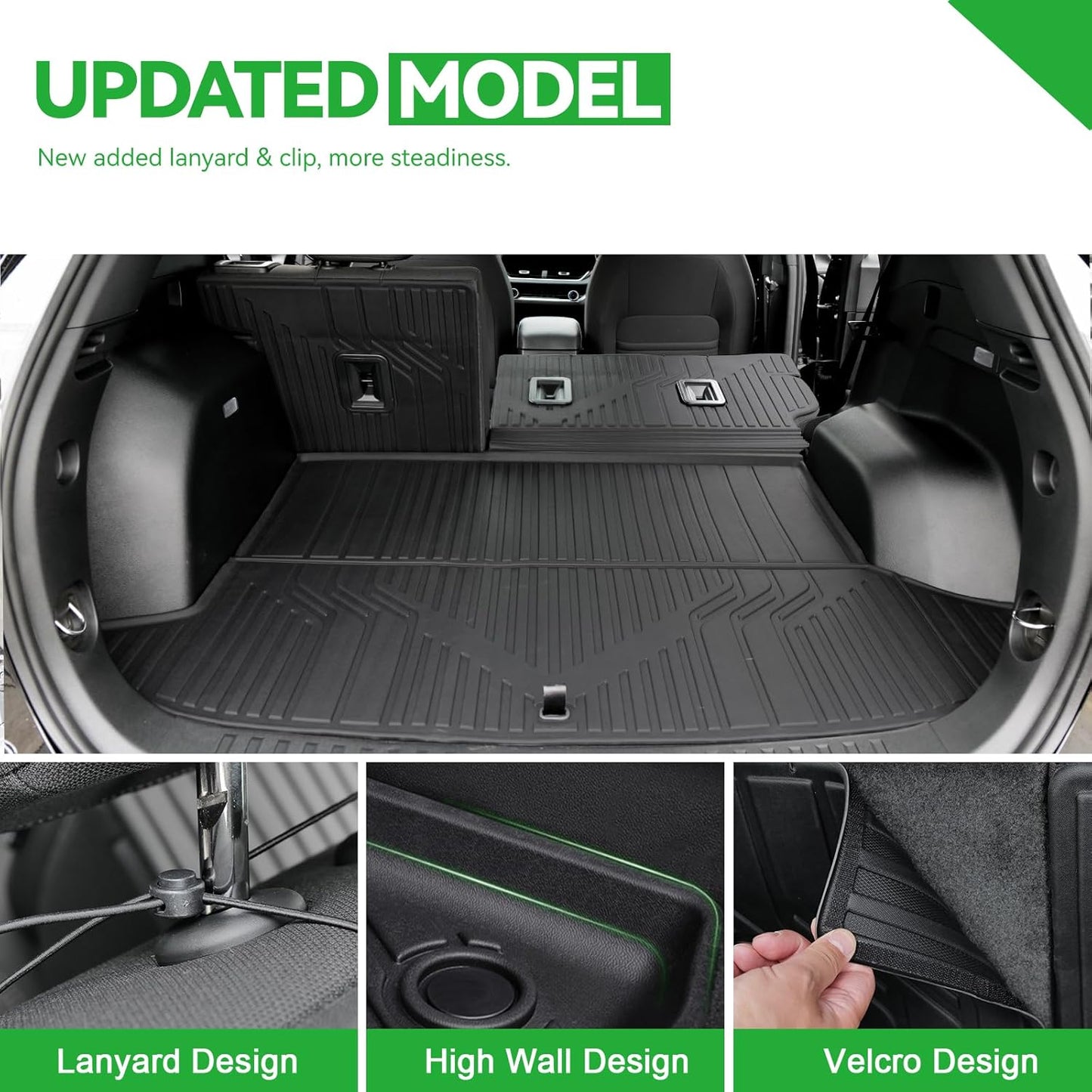 Cargo Liners & Backrest Mat for 2025 2026 Chevy Equinox Fuel (Only for Gas)/2025 GMC Terrain, All Weather TPE Trunk Mat Back Seat Cover for Chevrolet Equinox Accessories