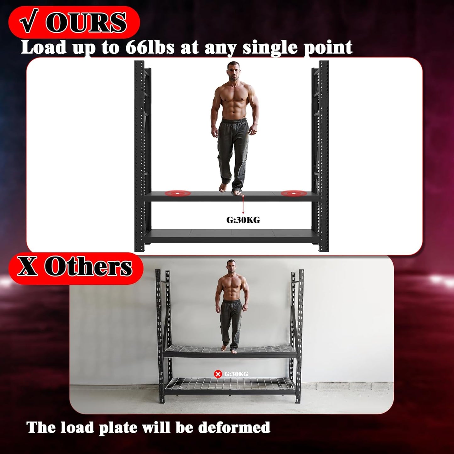 Garage Shelving Heavy Duty - 6.5ft W Extra Large Metal Shelving Units and Storage for 4000lbs, 4tier Adjustable Basement Storage Industrial Shelves Pallet Racking Organizer (23.6"D *78.7"W * 78.7"H)