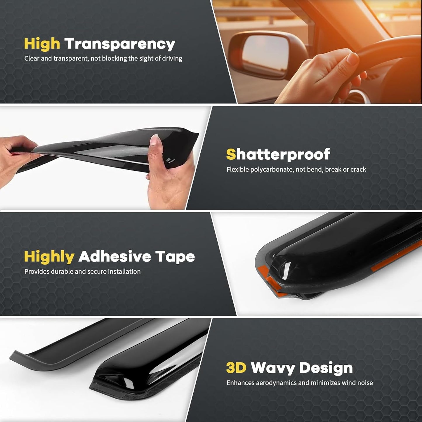 4 PCS in-Channel Window Rain Guards Fit for 2019-2025 Toyota RAV4, Smoke Tinted Vent Window Visors, Window Vent Deflector, Sun Visors Vent Shades, Car Accessories 2020 2021 2022 2023 2024