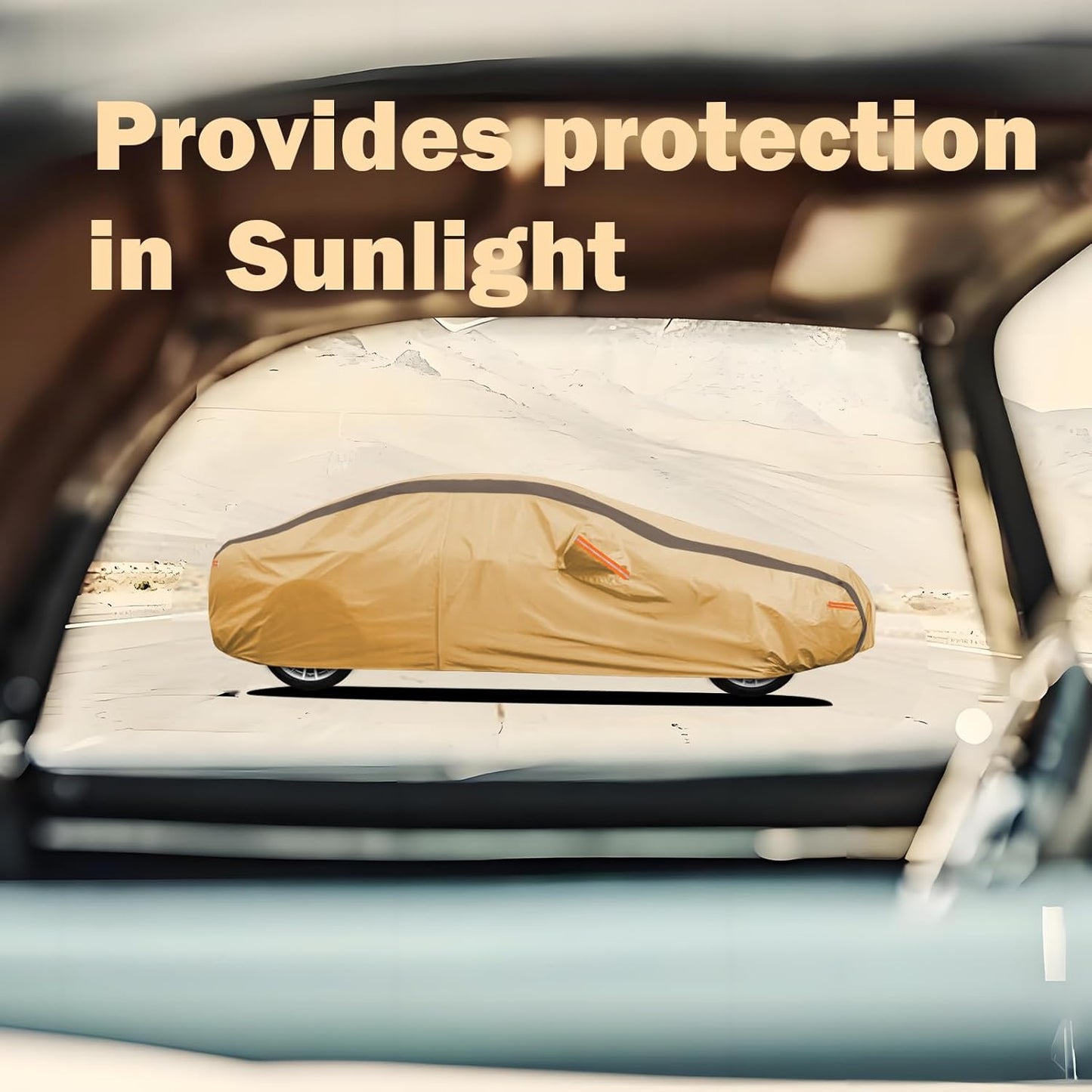 RAV4 Car Cover Waterproof All Weather Compatible with Toyota RAV4(2006-2024), Outdoor Anti-UV Sun Rain Protection Full Exterior Cover (Camel with Brown)