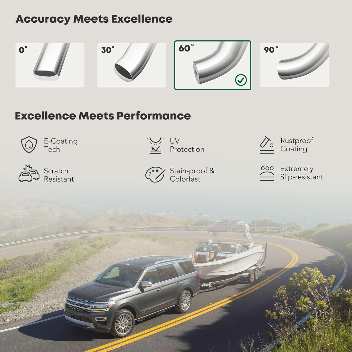 YHTAUTO 3 Inch Running Boards Side Steps Fit 2007-2019 Chevy Silverado & GMC Sierra 1500/2500 HD/3500 HD, Crew Cab, Round Bent Ends Stainless Steel Polished Chrome, Truck Cab Side Step Rails