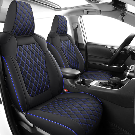 MIROZO Seat Covers for Rav4 Non-Hybrid,Faux Leather Car Seat Covers Compatible with 2019-2025 Toyota RAV4 LE,XLE,XLE Premium,Limited (Black and Blue,Not for Hybrid,Adventure&TRD-Off)
