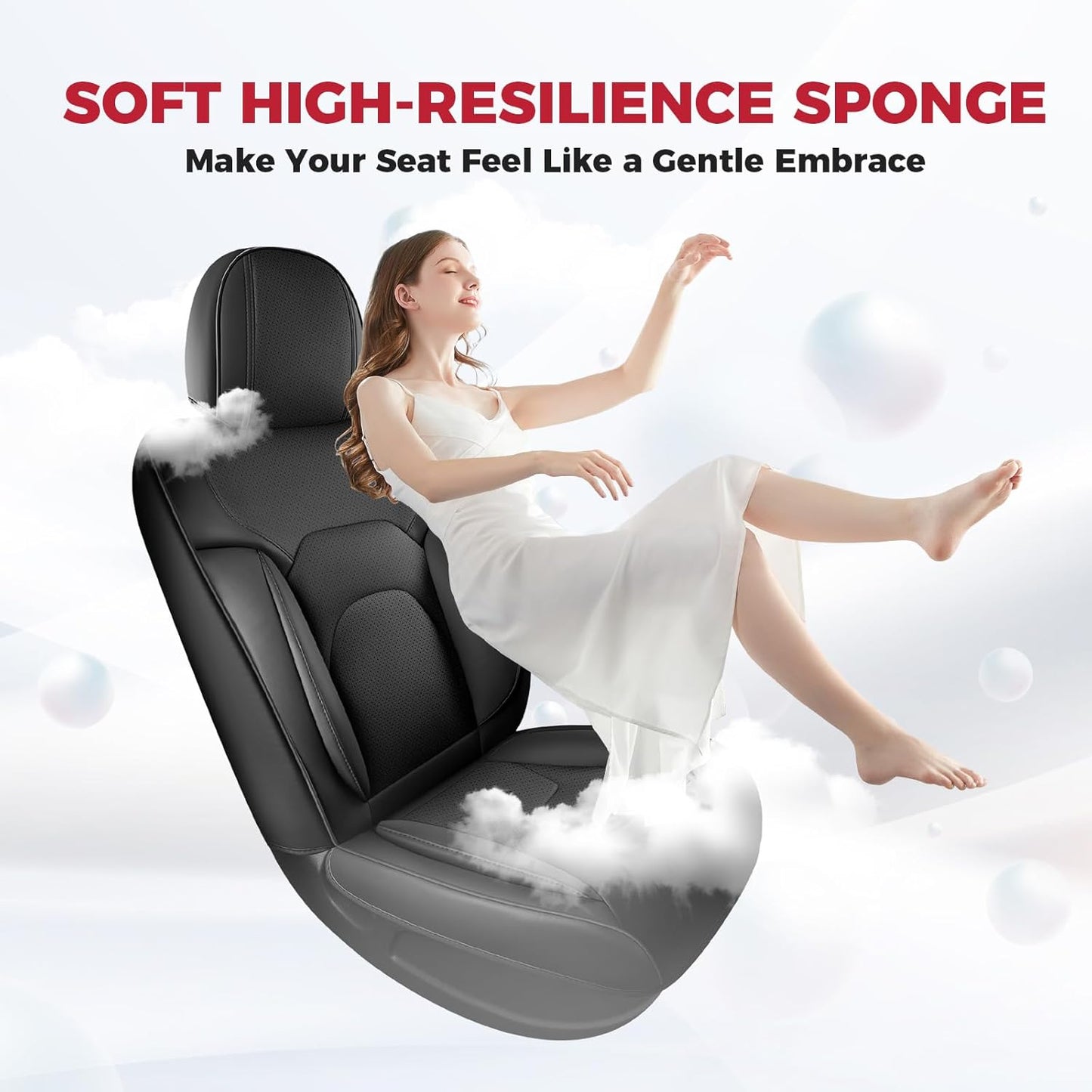 FREESOO Car Seat Covers Front Seats 2PCs,Waterproof Automotive Seat Covers, Leather Cars Interior Covers, Seats Protection Universal fit Babies & Adult (Black)