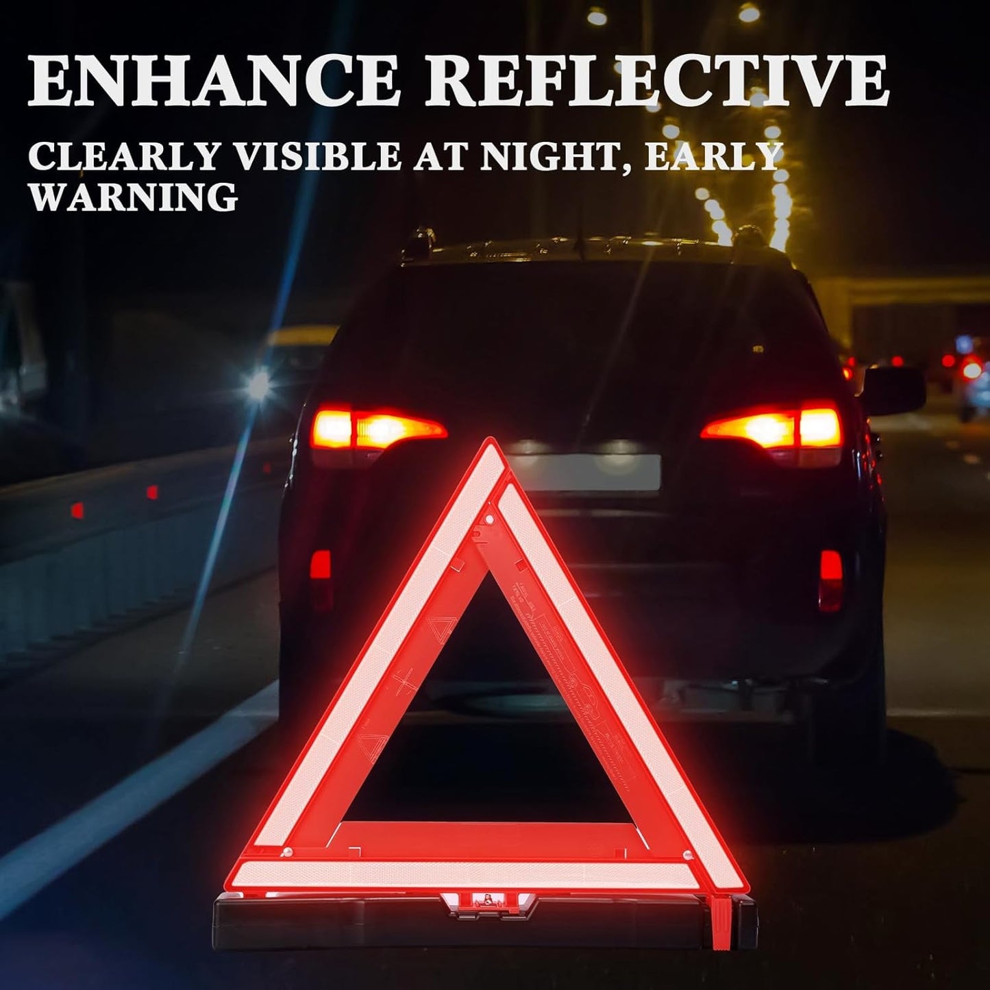 Kanayu Warning Triangle DOT Approved Foldable Emergency Safety Triangles Reflective Road Safety Triangle with Carrying Case Heavy Base Roadside Safety Warning Sign for Car Truck(12 Pcs)