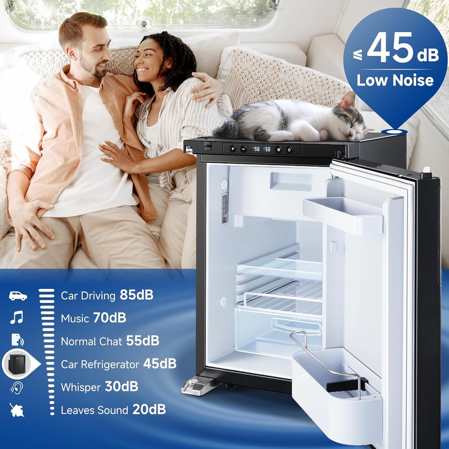 BODEGA [Upgraded 12 Volt Refrigerator, RV Refrigerator APP Control, 45L(1.6cu.ft) RV Fridge and Freezer, Electric Cooler with Lock, (-4℉-46℉) Fridge freezer 12/24V DC for Truck, RV, Camping, Travel