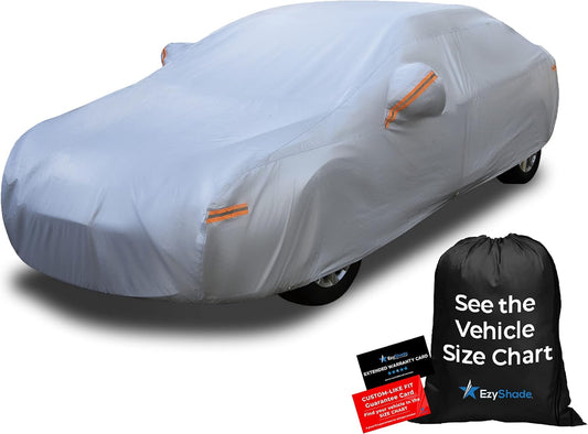 EzyShade 10-Layer Car Cover Waterproof All Weather. See Vehicle Size-Chart for Accurate Fit. Outdoor Full Exterior Covers for Automobiles Sedan Hatch SUV Rain Sun Protection. Size A7 (See SizeChart)