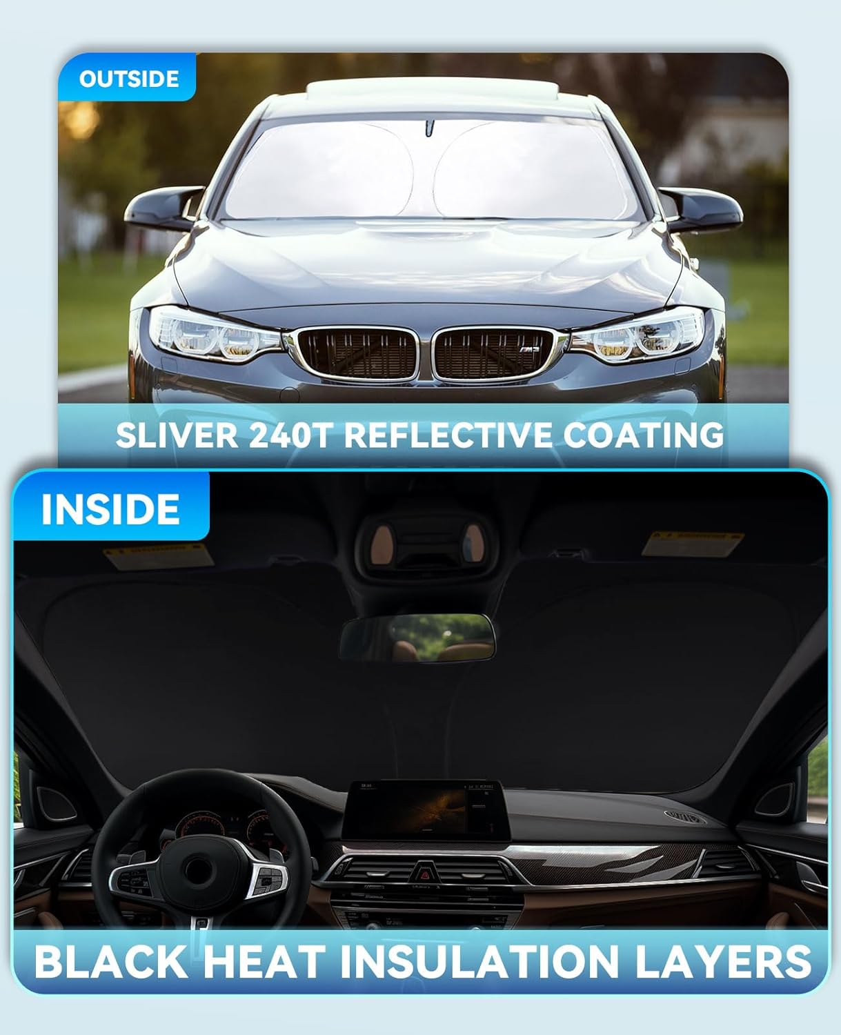 Sun Shade for Subaru Outback 2015-2024 2025 Windshield Sunshade for Outback SUV Accessories Windshield Cover Foldable Front Window Sun Visor Protector Blocks UVR & Heat Damage Keep Car Cooler