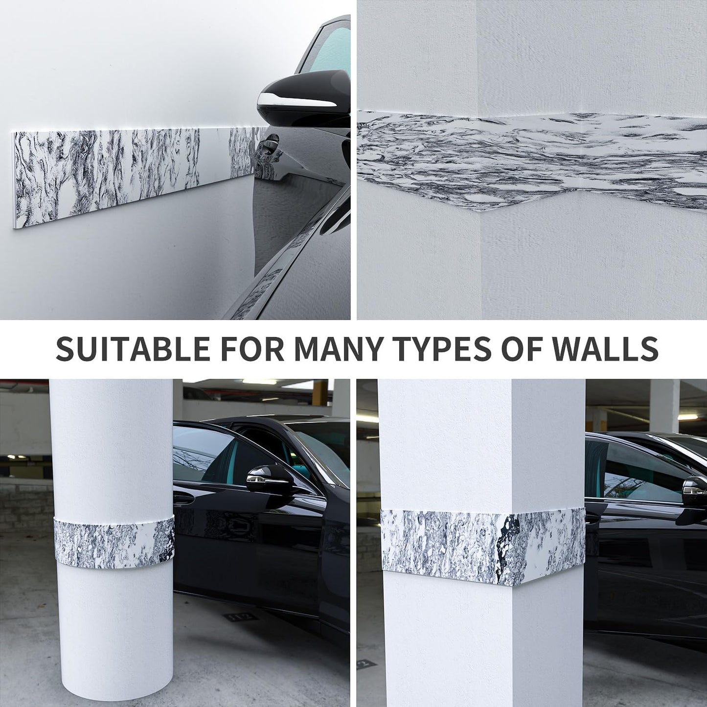 GWP01 Marble Grain Garage Wall Protector Car Door Protectors, Garage Accessories, Parking Stopper for Garage, Tool-Free, Designed in Germany