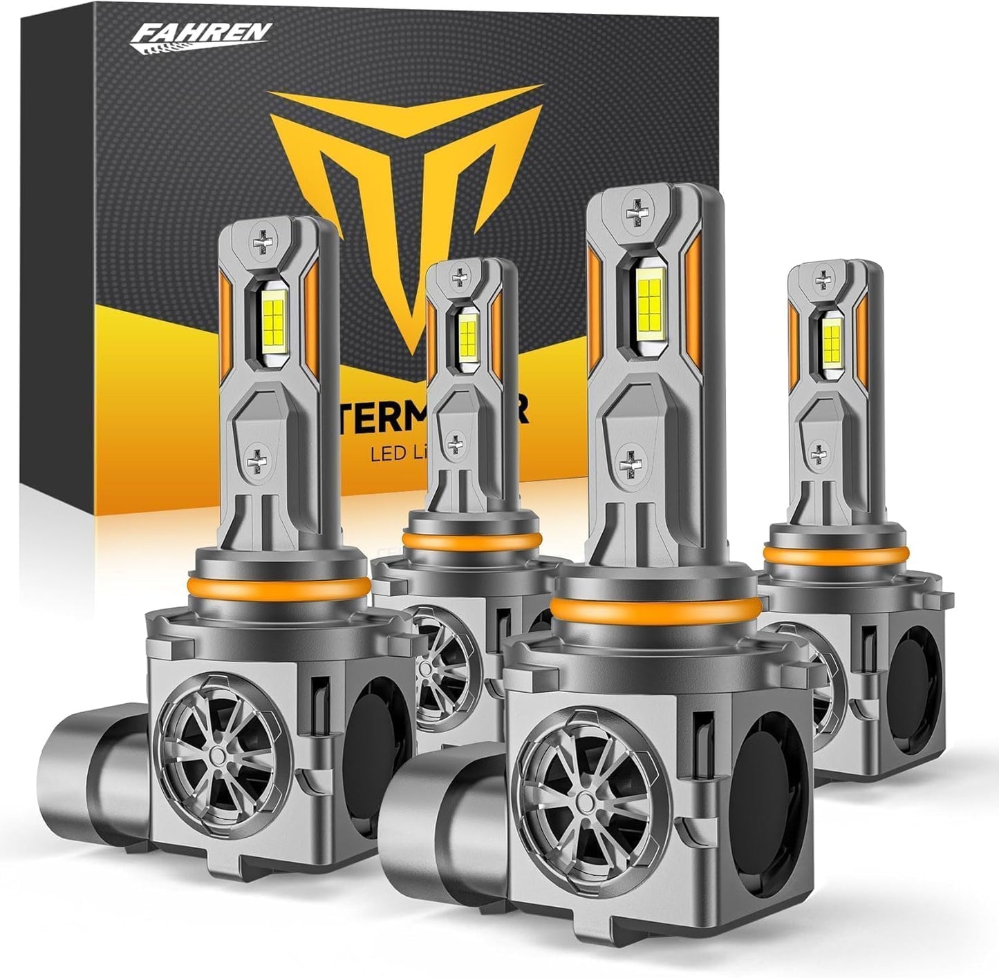 9005 9006 Light Bulbs Combo, 60,000LM 900% Super Brighter, 6500K Cool White, 1:1 Mini Halogen Size 9005 HB3 & 9006 HB4 Accessory Fog Light with Cooling Fan, Plug and Play, Pack of 4