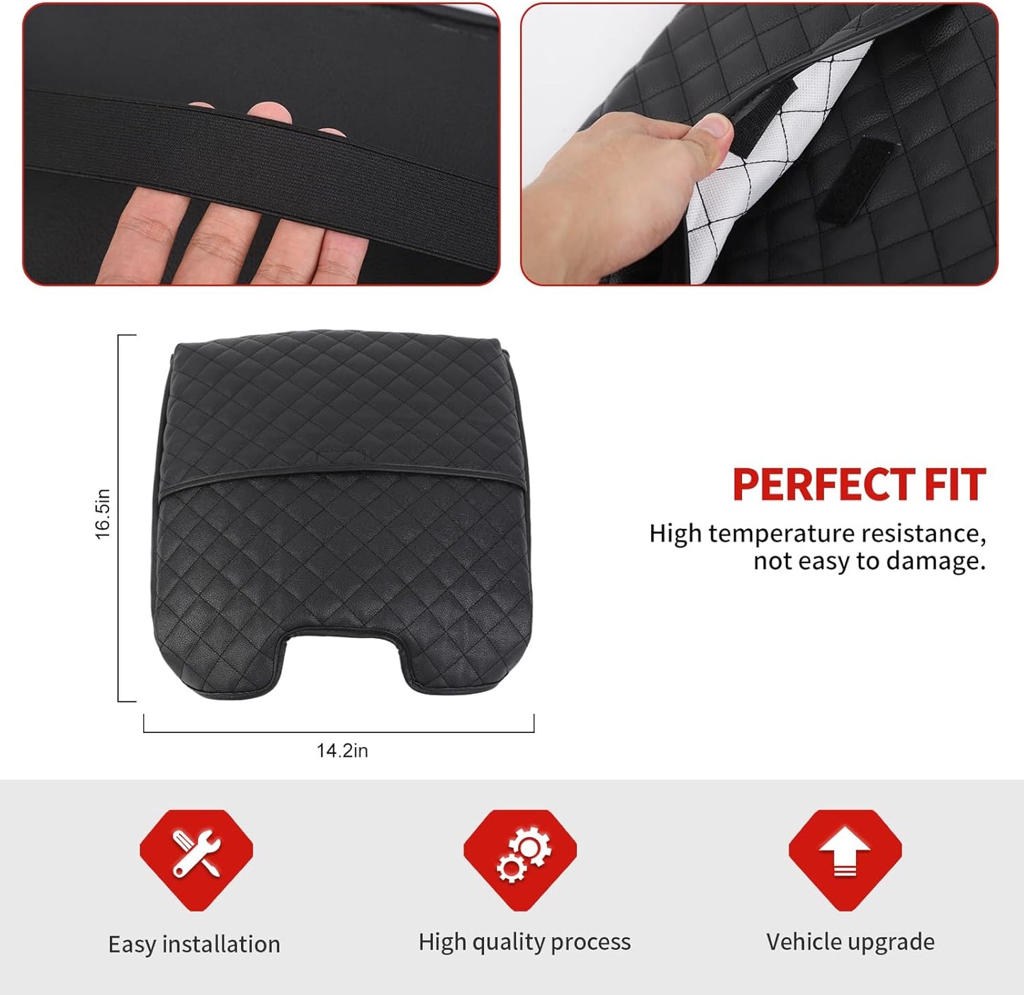 Jimen for Ram Armrest Cover, Car Center Console Cushion Pad Compatible with Dodge Ram 1500/2500/3500 2010-2017 (Black)