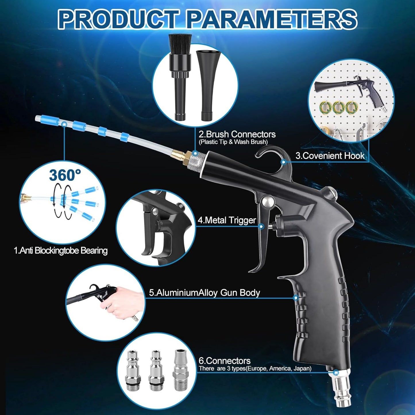Car Cleaning Gun Detailing Interior Dryer Air Blow Gun, High Pressure Blower Gun, Car Detailing Kit Interior Cleaner, Car Detailing Tools for Car Quickly Blasts Dirt and Dust Works with Air