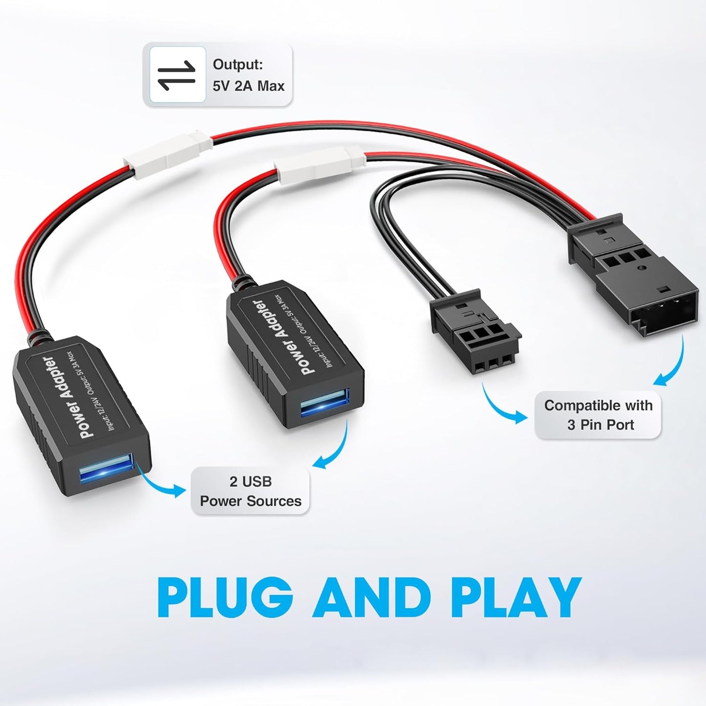 Dash Cam Power Adapter,(3P Type D)Fit Select Ford F150/Mustang/Edge/Ranger/Bronco,Lincoln MKC/MKZ/Aviator/Nautilus/Navigator,Connect Rain Sensor,Power Adapter Charging Cable for GPS Dashcam Camera