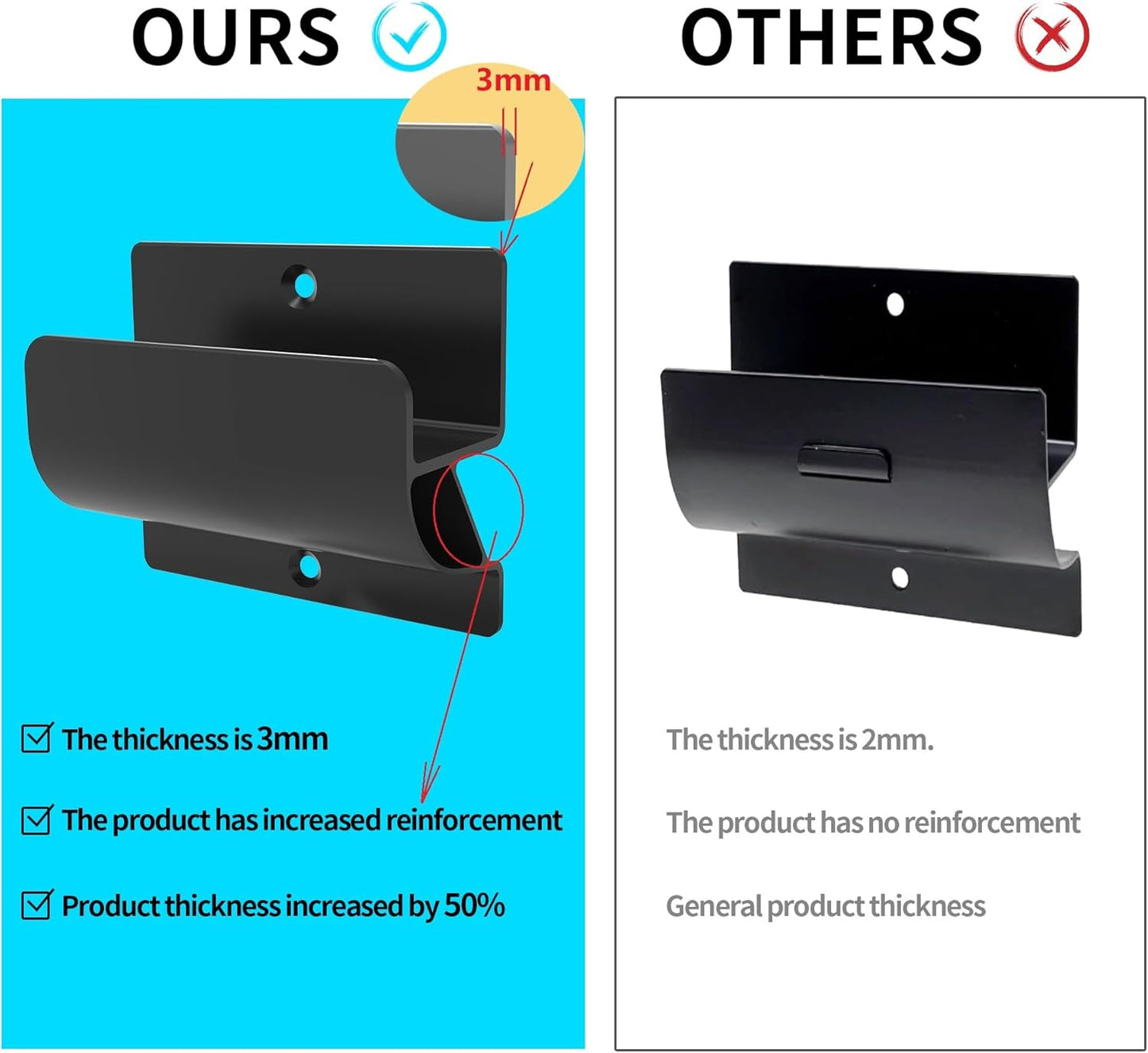 Heavy Duty Metal Wall Storage Hangers for Garage - Black Ladder Rack with Screws (16.5 inch 1PCS)